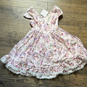 Cheeky Plum Pink Floral Dress with Lace Ruffle
